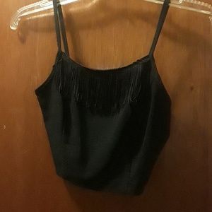 Black Vintage Crop Top with Tassles